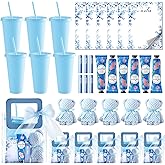 6 Sets Shower Prizes for Game Winners Shower Favors Gifts Include Plastic Tumblers Notepad Lip Balms Hand Creams Bear Bath Towels Gift Bags for Wedding Bridal Showers Game Gifts (Blue)