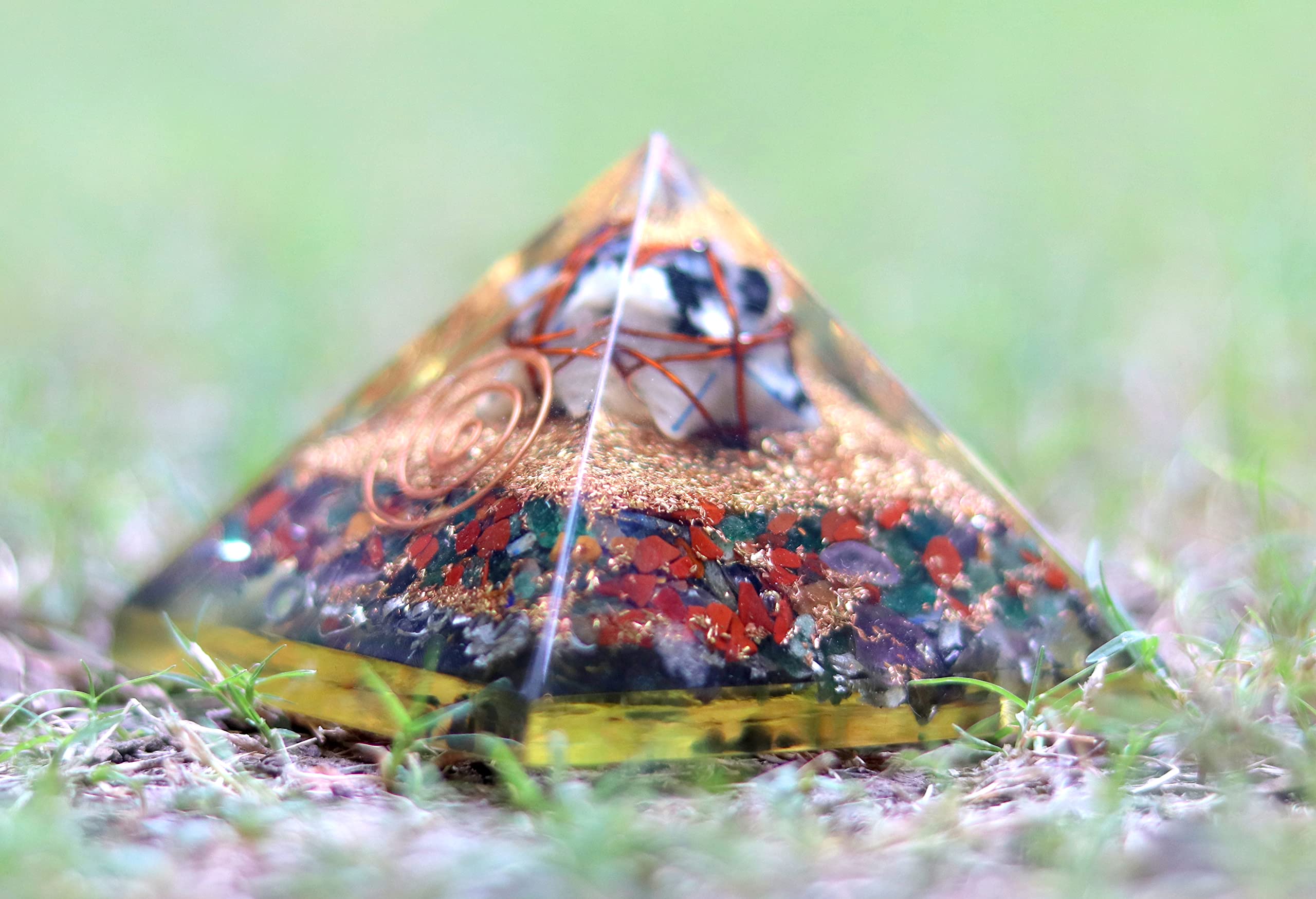 Jet International N's Mix Gemstone Rainbow Moonstone Rkaba Chakra Orgone Pyramid Crystal Gemstones Copper Tal Mix Rare Healing Positive Energy Tetrahedron Sacred Geometry Mory Concentration