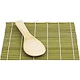 Helen’s Asian Kitchen Easy Sushi Rolling Mat with Rice Paddle, Natural Bamboo, 2-Piece Makisu Set