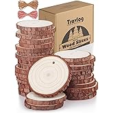 Travlog Unfinished Wood Slices with Hole, Natural Wood Circles Blank with Bark for DIY Crafts, Home Decor, Christmas Ornament (30Pcs, 2.4-2.8 Inch)