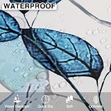 WELTRXE Shower Curtain 183x183cm Blue Leaves 12 Hooks Waterproof Polyester view 4