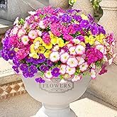 Artificial Flowers for Outdoors, 14 Bundles Fake Outdoor Flowers, UV Resistant Artificial Outdoor Plants & Flowers for Decoration, Colorful Morning Glory for Garden Porch Yard Patio, Mixed Color B