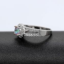 Uloveido Rhodium Plate Multi Color CZ Crystal Ring