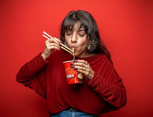 RAMEN EXPRESS HOTTER AND SPICIER FLAVOR RAMEN CUP NOODLE, 2.25 OZ EACH (PACK OF 12) | ANIMAL-FREE RAMEN NOODLES | ALL PLANT-BASED | MADE IN U.S. WITH FINEST AMERICAN FLOUR