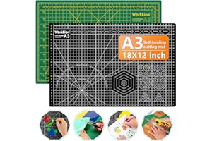 Worklion Self Healing Craft Mat: 18"x12" Rotary Cutting Mat for Sewing,Quilting,Leather,Craft,Fabric,Model,Art,Clay,5-layer 2-sided Cutting Mat, green and black
