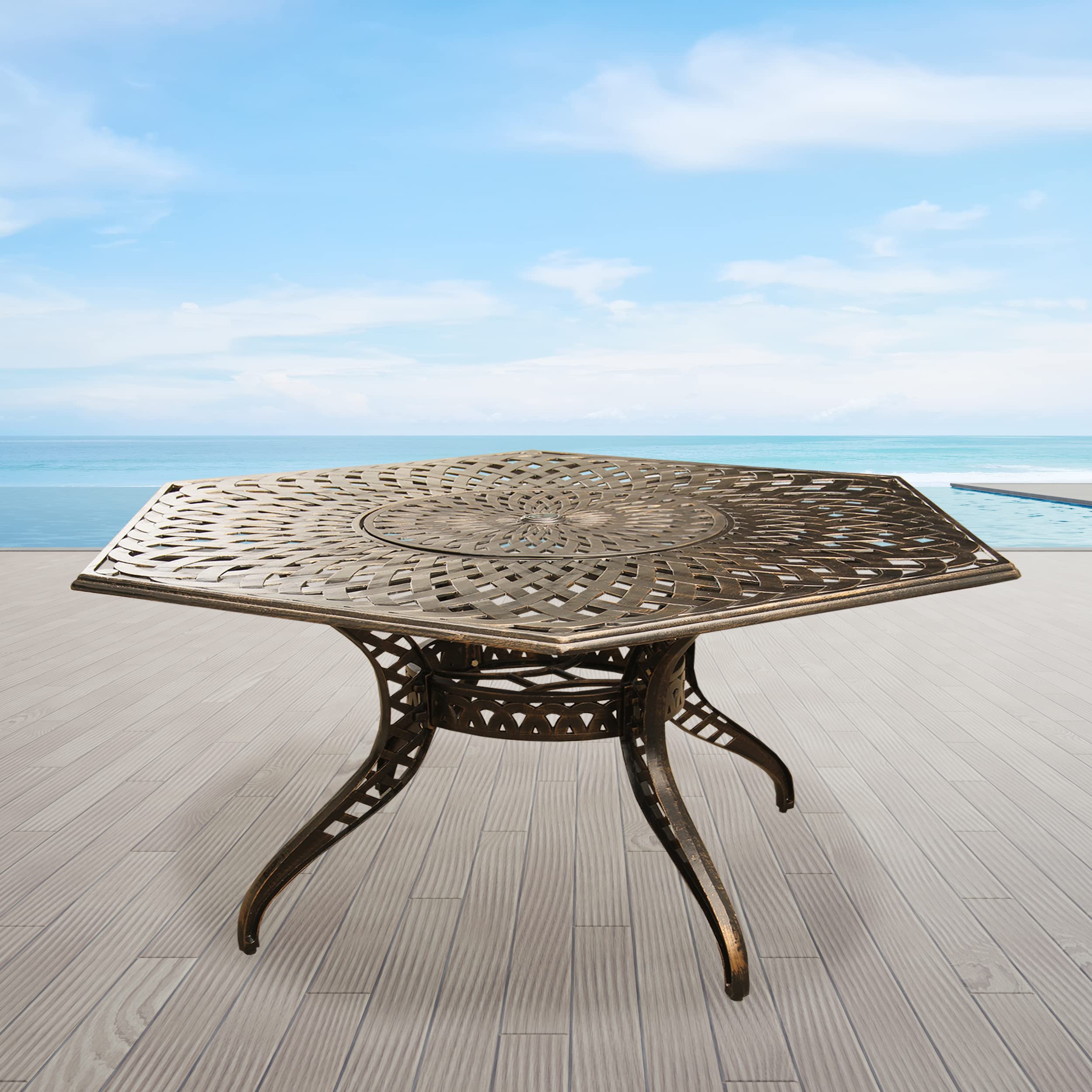 Oakland Living Outdoor Aluminum 63" Hexagon Table, Bronze for sale ...
