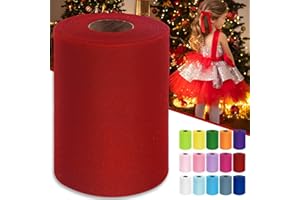 LUCEINVITA Red Tulle Fabric Roll 6 Inch by 100 Yards (300 feet) Sheer Tulle Ribbon for Christmas Gift Wrapping Tutu Valentine's Day Party Decorations Table Skirt Wedding DIY Crafts