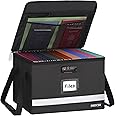DSDCDJ File Box with Lock - Portable File Box with Handle, Sturdy Important Document Organizer with Label, Slide, Reflective Strip for Hanging Letter/Legal Folder