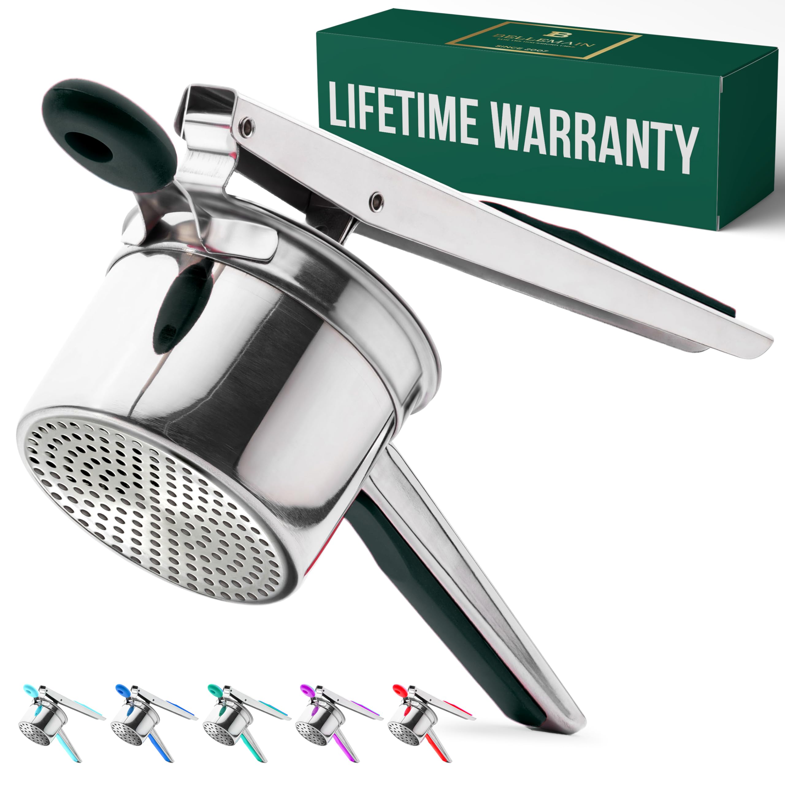 Bellemain 15oz Large Potato Ricer for Mashed Potatoes, Stainless Steel Mashed Potato Masher & Squeezer, Easy-To-Clean Professional-Grade Hand Vegetable Ricer, Kitchen Tool, Food Press & Food Mill