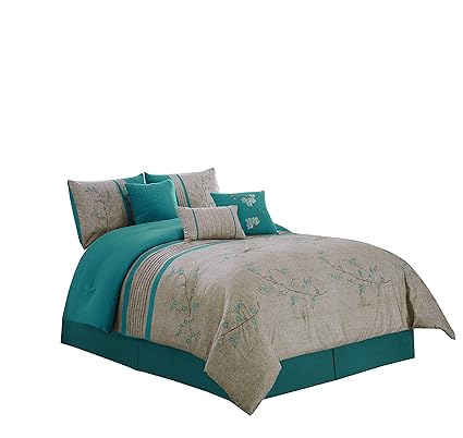 Comforters Bedding Sets 7 Piece Luxury Floral Leaves Scroll