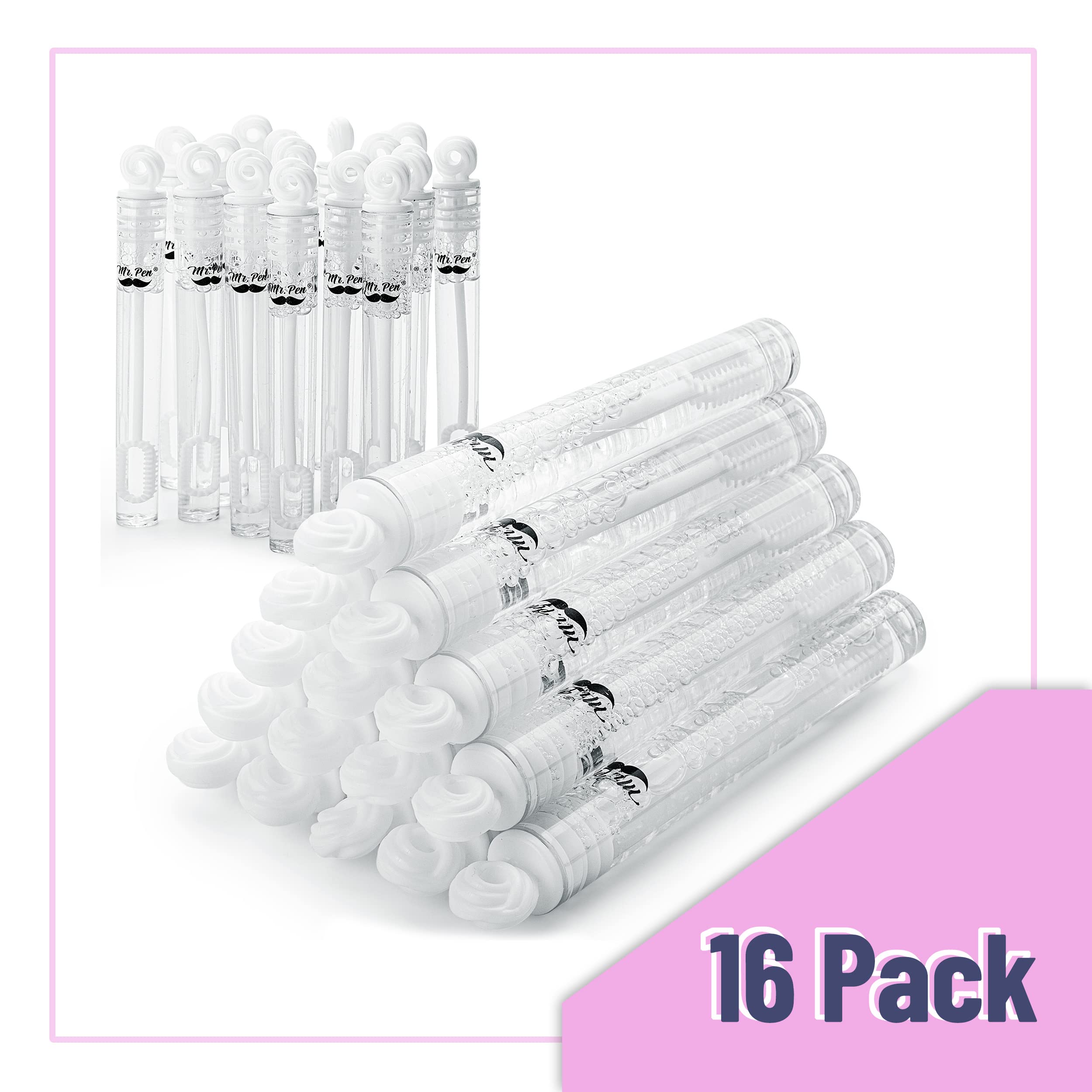 Mr. Pen- Mini Wedding Bubbles, 4-Inch, 16 Pack, White Mini Bubble, Party Favors Bubbles, Mini Bubble Wands, Wedding Bubbles