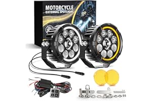 COLIGHT 4.5 inch Round Motorcycle Fog Lights with Amber White DRL LED Driving Auxiliary Light Spotlight Strobe Pod Lights Off