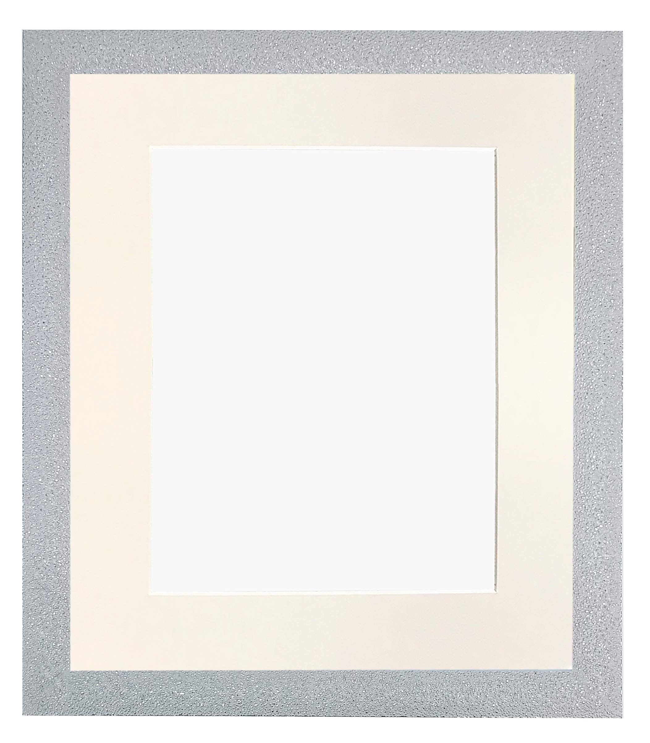 FRAMES BY POST Glitz White Picture Photo Frame with Ivory Mount A3 Image Size A4 Plastic Glass — image 1