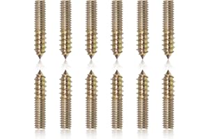LOUZAGO 12 Pcs Hanger Bolts, 5/16-18" x 2" Double Headed Screws Self-Tapping Wood Dowel Screw for Furniture (5/16-18" x 2")