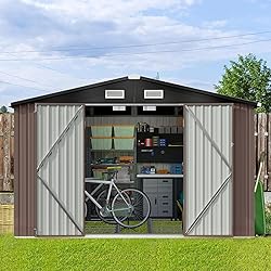 Aoxun 9.4x7.3x6.5 FT Outdoor Metal Storage Shed