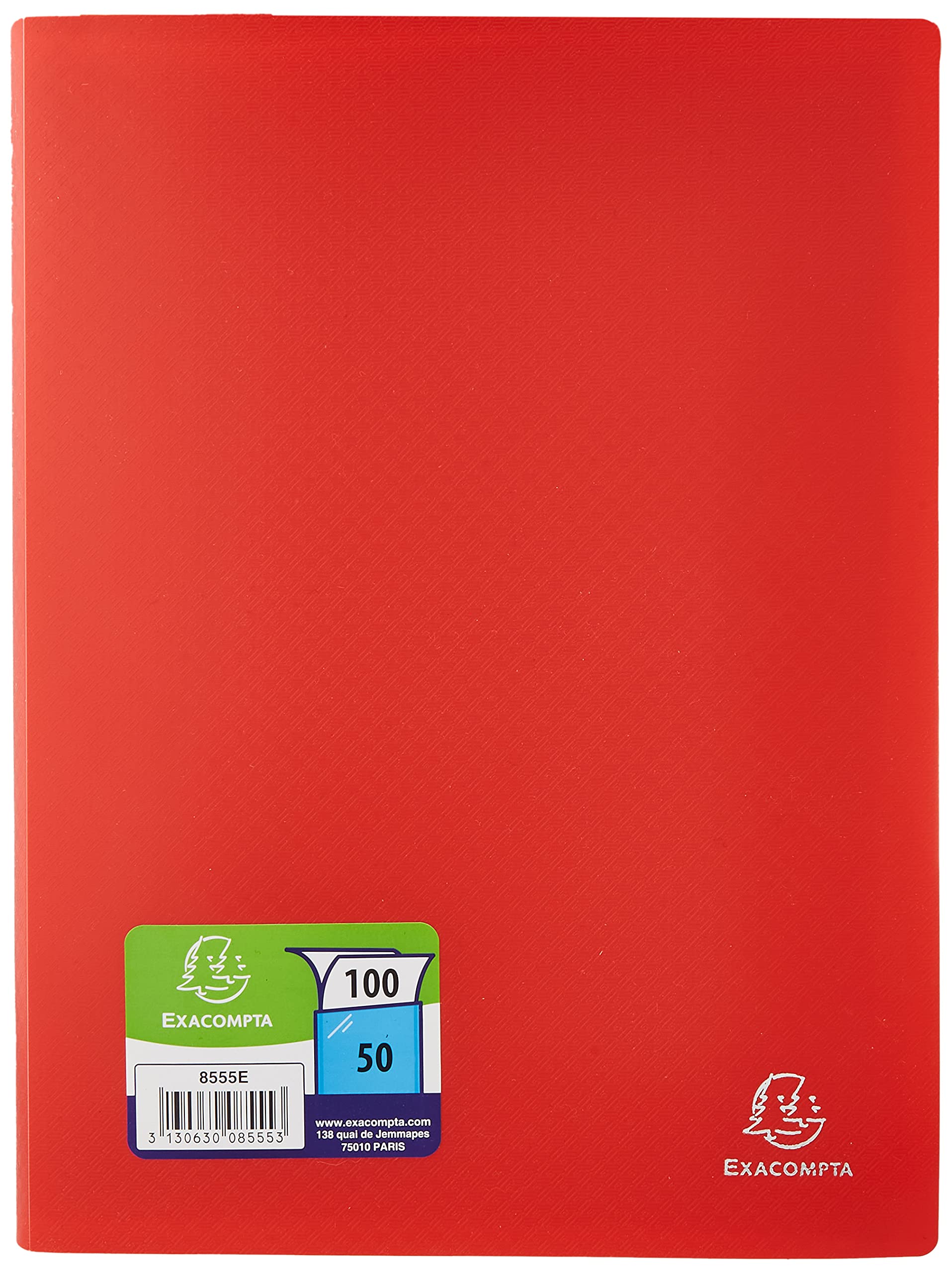 Exacompta - Ref 8555E - Soft PP Display Book - Suitable for A4 Documents, Made from Polypropylene, Lightweight, 50 Pockets, 100 Viewing Pages - Red Cover