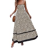 PRETTYGARDEN Summer Spaghetti Strap Dresses for Women 2026 Flowy Sundresses Casual Boho Sleeveless Beach Maxi Long Dress