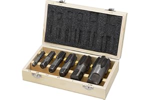 Drill America DWTPT1/4-1-1/4SET 6 Piece NPT Pipe Tap Set in Wooden Case (1/4 ", 3/8 ", 1/2 ", 3/4 ", 1" and 1-1/4 "), Carbon Steel, DWT Series, Uncoated (Bright), Small
