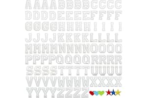 Jongdari Iron on Letters, 110 Pcs Alphabet Patches, Decorate Repair Letter Patches for Clothing Shirts Jackets Hats Jeans Shoes Bags (White)