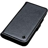 Porter Riley - Leather Case Compatible with iPhone Air. Premium Genuine Leather Stand/Cover/Wallet/Flip Case with Card Slots & Horizontal Stand (Pure Black)