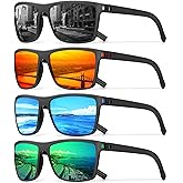 Square Polarized Sunglasses for Men Vintage Style Driving Travel Sun Glasses Lightweight Frame UV Protection Goggles