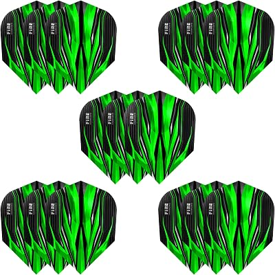 Harrows Fire Dart Flights 5 Sets 15 Flights 100 Micron Green UK Made