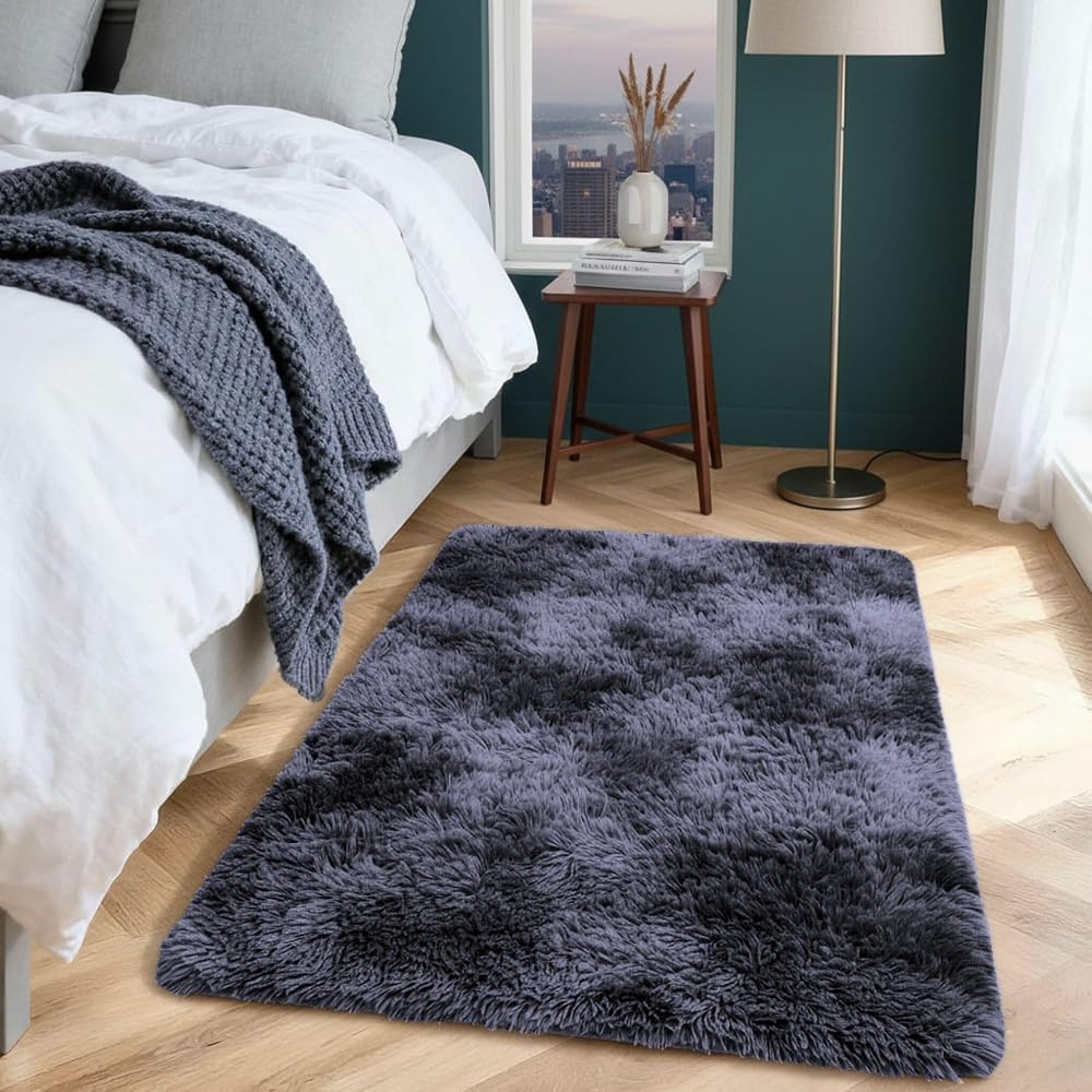 Aspire Homeware Dark Grey Shag Rug 60x110 cm Non Slip Thick Pile Living Room