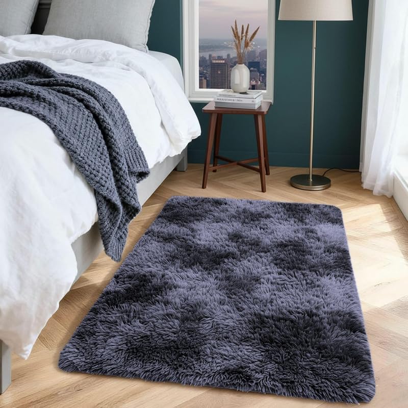 Aspire Homeware Dark Grey Shag Rug 60x110 cm Non Slip Thick Pile Living Room