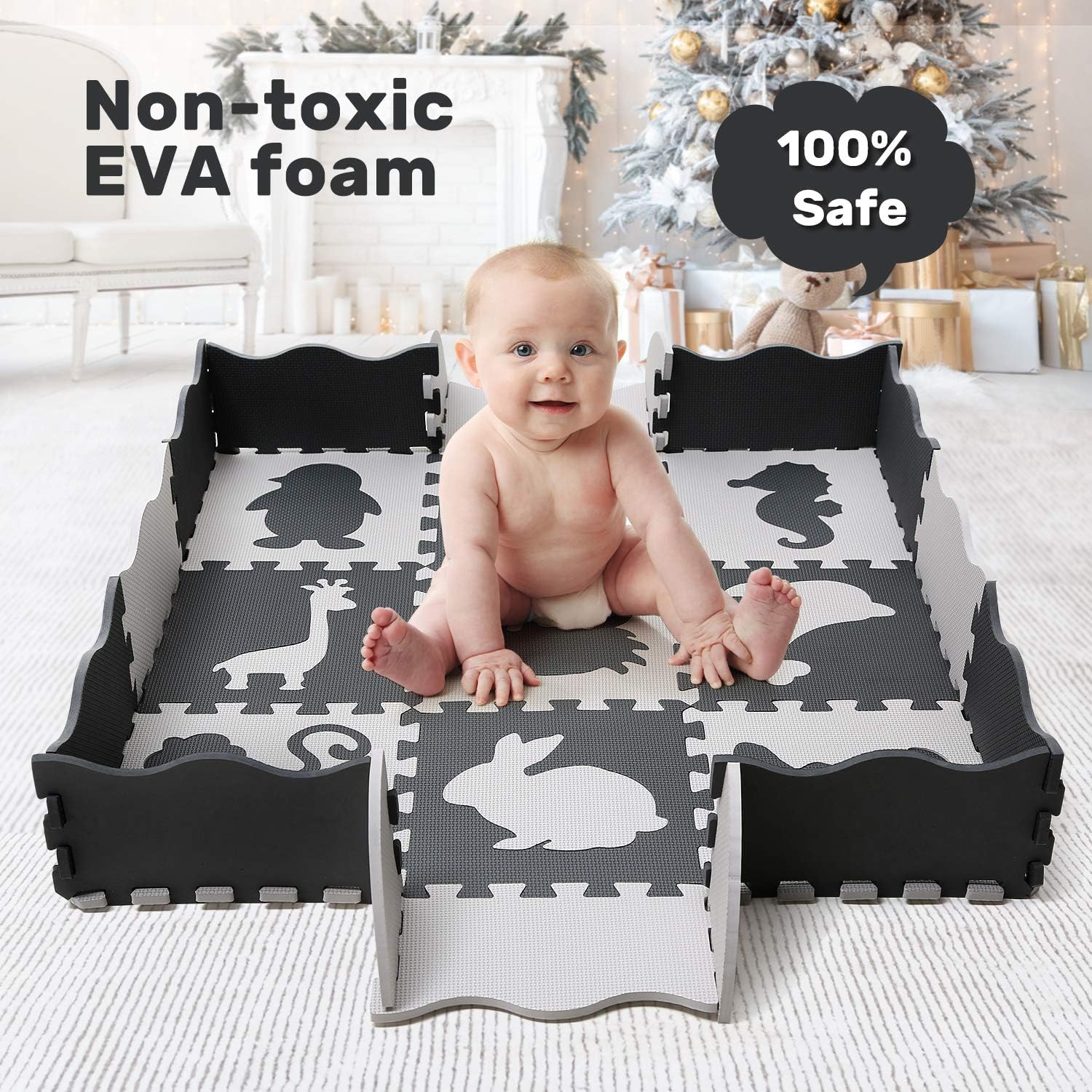 Baby Play Mat Floor Mat Foam Puzzle Playmat Interlocking Floor Tiles Crawling Mat for Kids, Toddlers and Infants: Toys & Games