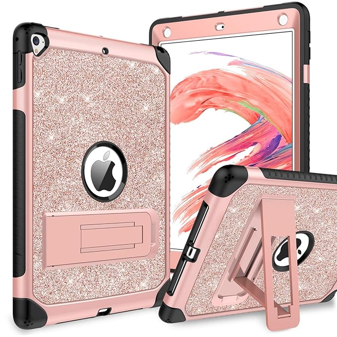 BENTOBEN iPad 9.7 2017/2018 Hülle, iPad Pro 9.7/ Air 2 Hülle, iPad 9.7 Glitzer Hülle mit faltbarem Kickstand 3 IN 1 Hybrid PC