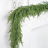 XmasExp Norfolk Pine Garland 9FT Real Touch Realistic Artificial Christmas Garland Decorations for Mantle Windows Indoor Outdoor