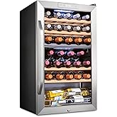 Ivation 33 Bottle Dual Zone Wine Cooler Refrigerator w/Lock | Large Freestanding Wine Cellar For Red, White, Champagne & Spar