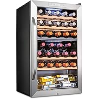 Ivation 33 Bottle Dual Zone Wine Cooler Refrigerator w/Lock | Large Freestanding Wine Cellar For Red, White, Champagne…