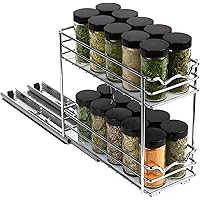 Pull Out Spice Rack Organizer for Cabinet – Heavy Duty Slide Out Double Rack 4 3/8"W x10-3/8"D x 8-7/8 H For Upper…