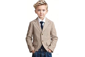 ACAMZ Linen Boys Kids Blazer Jacket Seersucker Boy's Lightweight Striped Blazers Formal Casual Tuxedo Suit Jackets Sport Coat