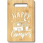 FONDCANYON Camping Gifts, Happy Camper Cabin Decor Bamboo Cutting Board, Rv Camping New Home Housewarming Gifts Cutting Boards For Kitchen Women, Housewarming New House Gift, Camping Rv Cutting Board
