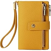 SENDEFN Small Wallet for Women Leather RFID Blocking Wristlet Wallet Credit Card Holder with Double Zipper Coin Purse Ladies Bifold Purse