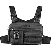 Fitdom Tactical Inspired Lightweight Running Chest Pack For Men With Built-In Phone Holder. A Sports Utility Rig Vest Made For Workouts And Outdoor