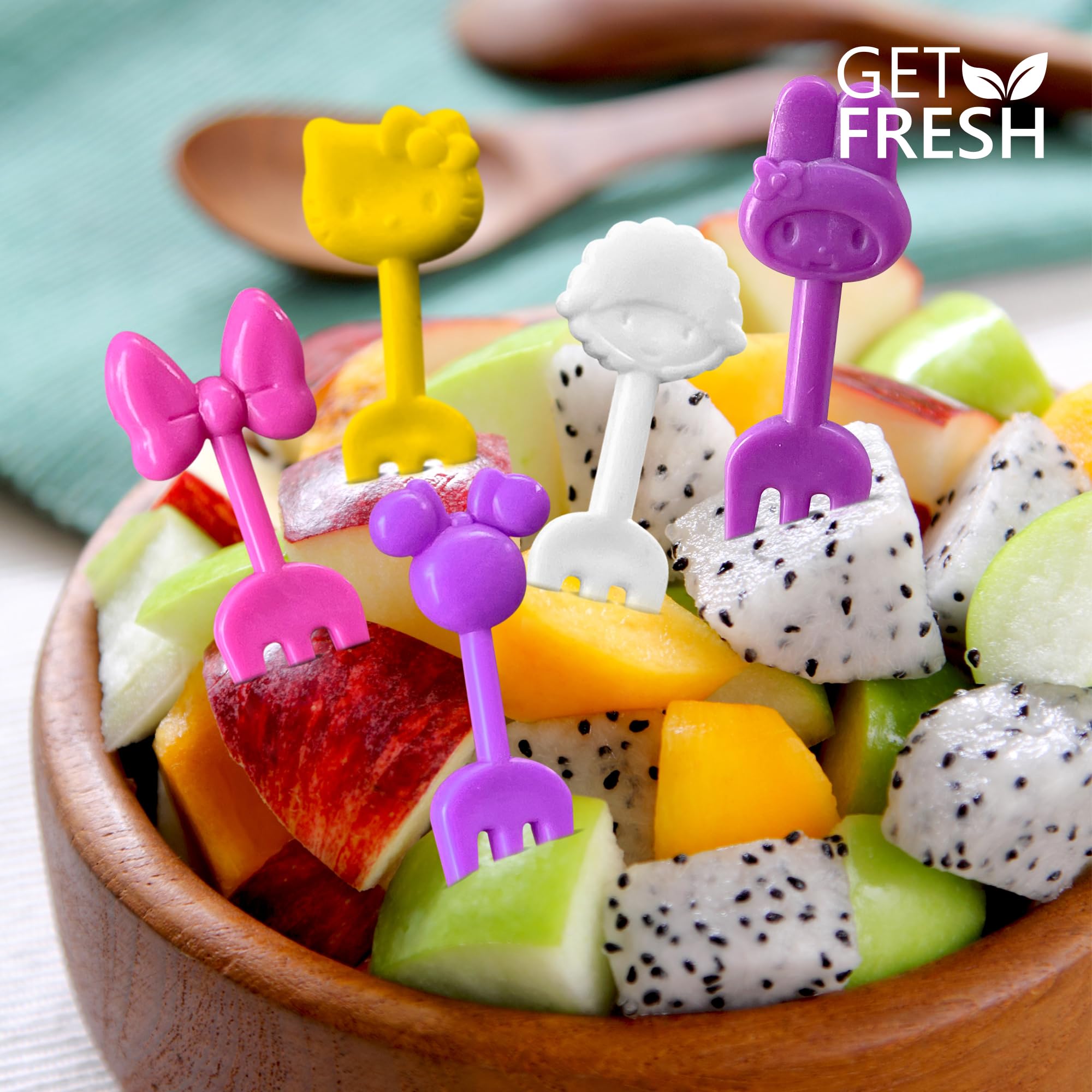 GET FRESH Animal Food Picks for Kids - 120 pcs Set Animal Bento Deco Set for Kids Lunch Box Decoration - Mini Bento Deco Children Toddler Toothpicks - Reusable Baby Shower Tothpicks Kids