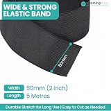 Trimming Shop 50mm Wide Elastic Band 5m Black Polyester Rubber Waistband Tape view 2