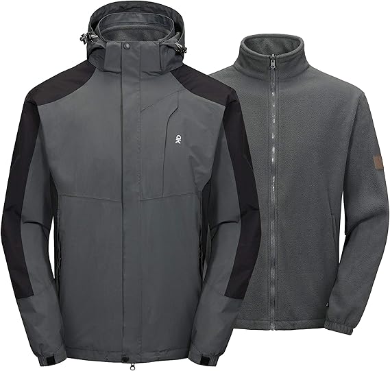 Little Donkey Andy Men's 3 in 1 Winter Ski Jacket Warm Fleece Liner Jacket Waterproof Windproof 