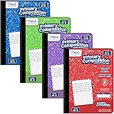 Mead Primary Composition Book, 4 Pack, Primary Ruled Journal, Grades K-2, 7-1/2" x 9-3/4", 100 Sheets per Comp Book, Assorted Colors (610053-ECM)