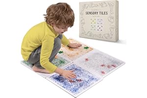 BABWELL Sensory Floor Tiles for Autism - 4 Liquid Gel Filled Mats - Sensory Room Must Haves OT Lava Square Pad Stepping Toys for Kids - Large Classroom Fusion Square for Toddlers Playroom - 11.8” x 11.8”