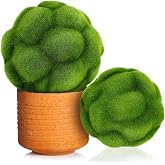 Housoutil 2Pack Mossy Ball Simulated Decorative, 10cm+12cm | Faux Green Topiary Ornaments, For bowls, trays, centerpieces, weddings, parties, shelves and garden displays