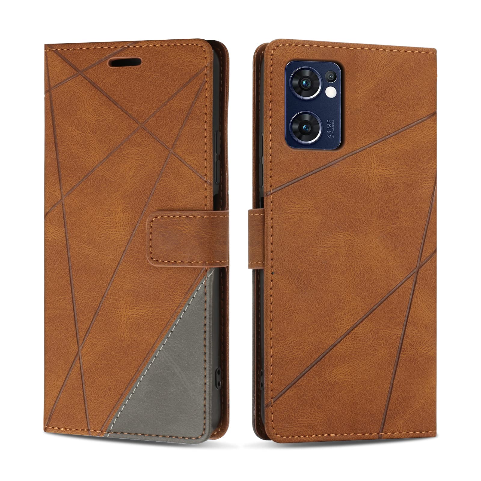 SONWO Case for OPPO Find X5 Lite, Premium PU Leather Flip Wallet Case Magnetic Closure Cover Case Card Slots kickstand Phone Case for OPPO Find X5 Lite, Brown — image 1