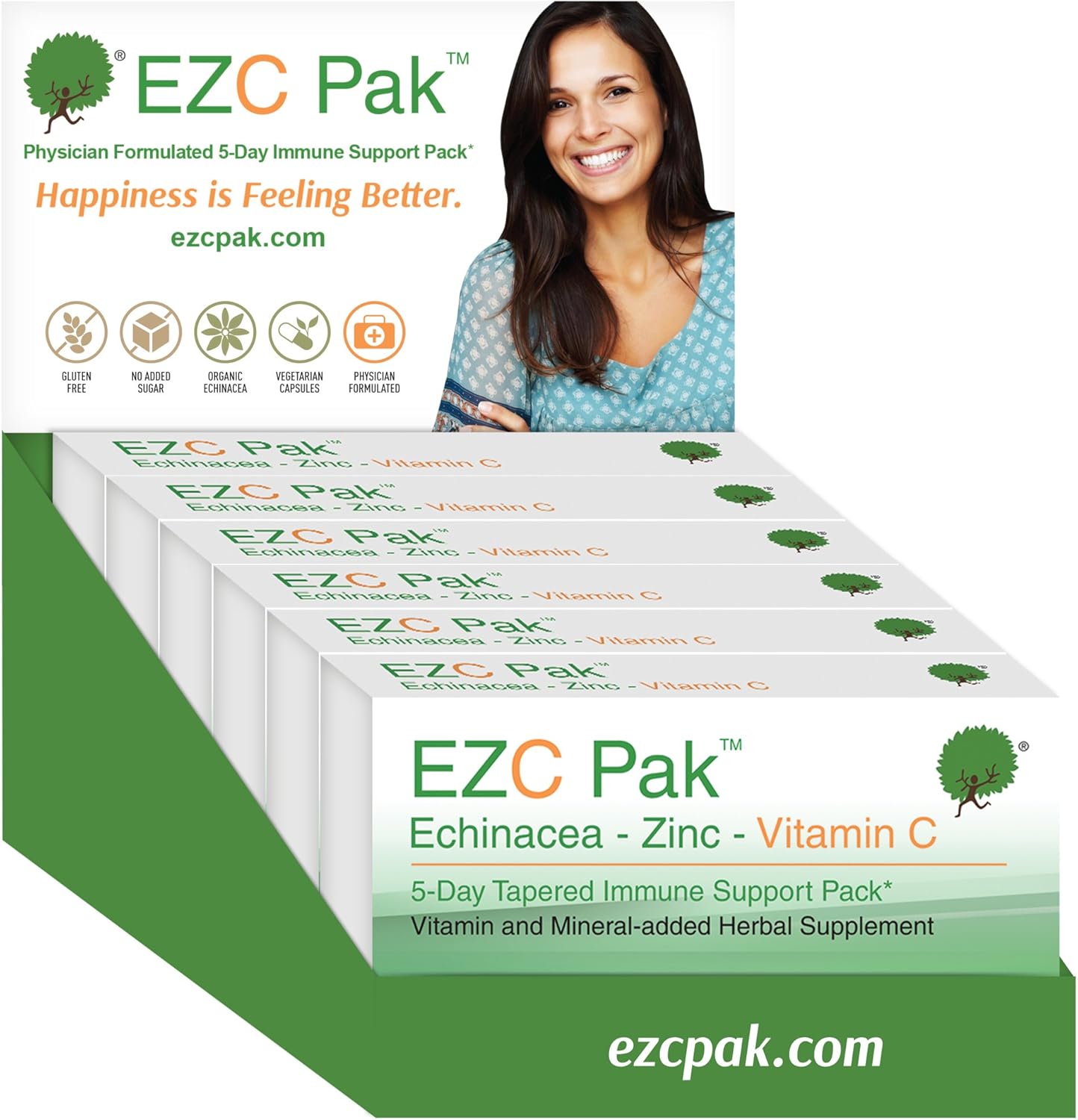 Amazon Com Ezc Pak 5 Day Immune System Booster For Cold And Flu Relief Pack Of 6 Echinacea Zinc And Vitamin C Physician Directed 5 Day Tapered Immune Support Dose Pack Health Personal
