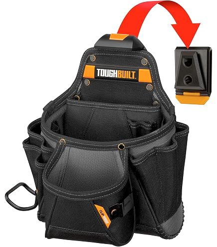 ToughBuilt ClipTech Compact Drill Holster – TB-CT-20-S – Fits Most Drills, 5 Pockets, Clips On/Off Any Belt