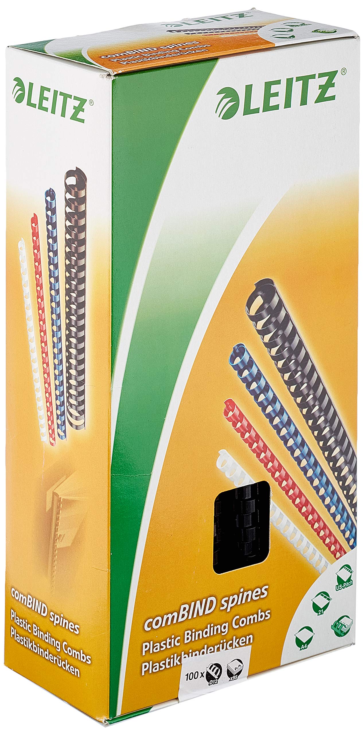 Leitz 12 mm Plastic Comb Binding Spine - Black (Pack of 100)