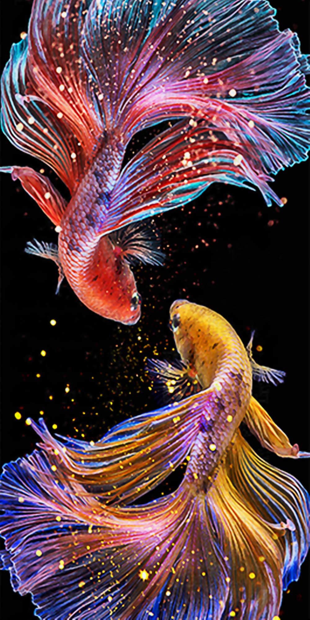 5D Diamond Painting Full Kit 5D DIY Diamond Art Full Kits Pretty Tail Fish for Adults Kits Full Drill Painting Rhinestone Embroidery Pictures Cross Stitch Arts Crafts for Home Wall Decor 45x85cm