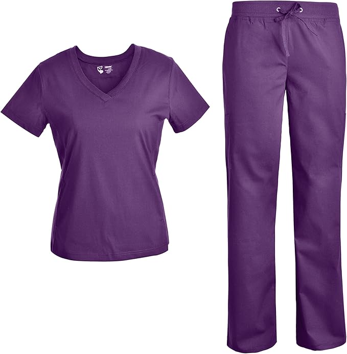 Stretch Women Nurse Scrubs Set Pandamed Rib Panel Nursing Scrubs